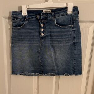 Kensie Dark Blue Denim Skirt with Button Accents